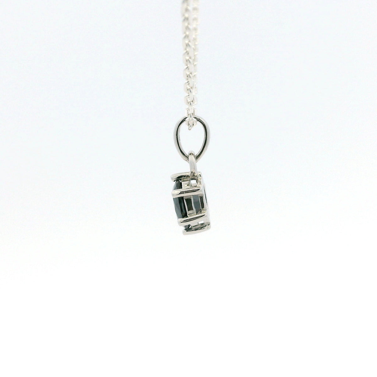 White Gold 1ct Black Moissanite Round Silver Dazzle Pendant Necklace