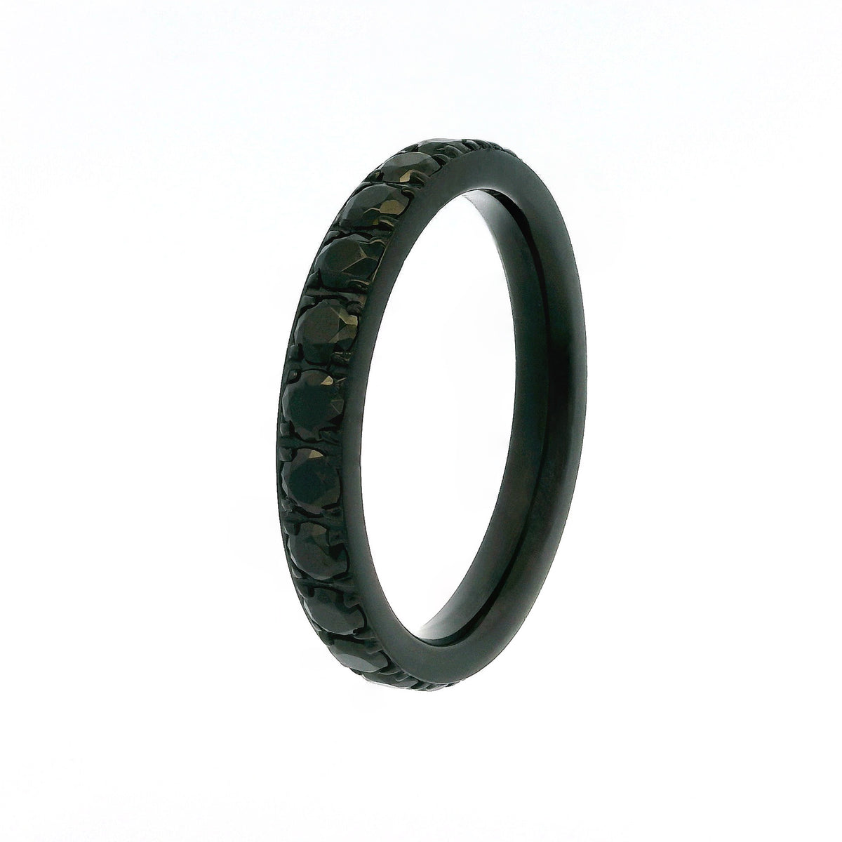 3mm Black Full Glitz Eternity Ring | Black Cubic Zirconia Stacking Ring