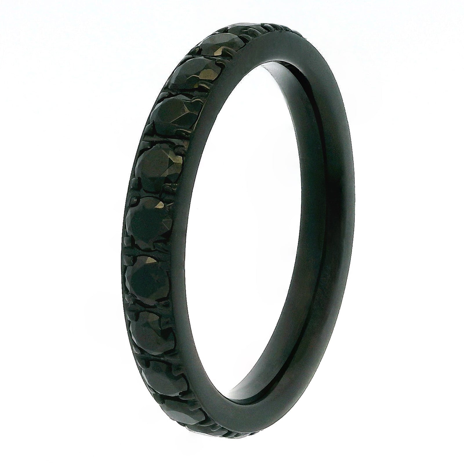 3mm Black Full Glitz Eternity Ring | Black Cubic Zirconia Stacking Ring