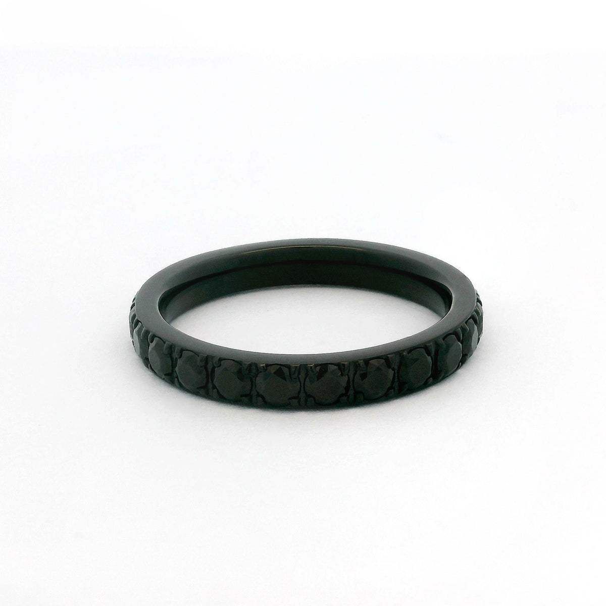 3mm Black Full Glitz Eternity Ring | Black Cubic Zirconia Stacking Ring