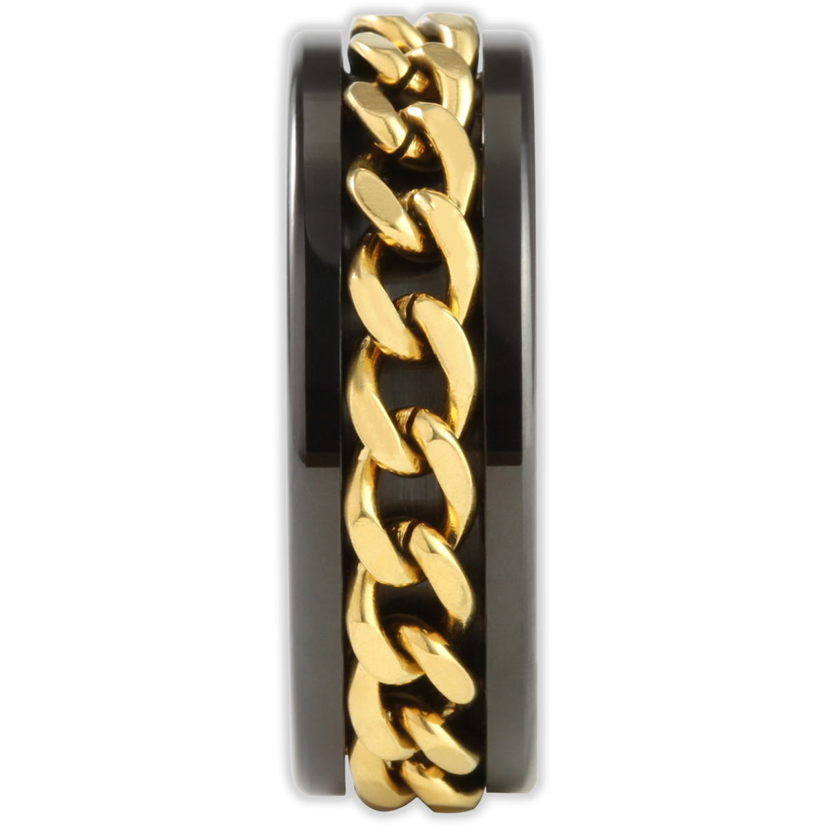 Black with Gold Rotating Chain 8mm Wonder Ring