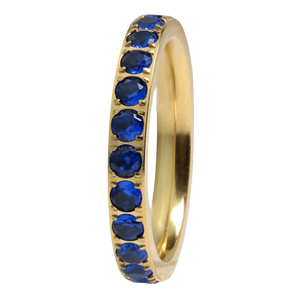 Blue Stone Gold 3mm Full Glitz Ring