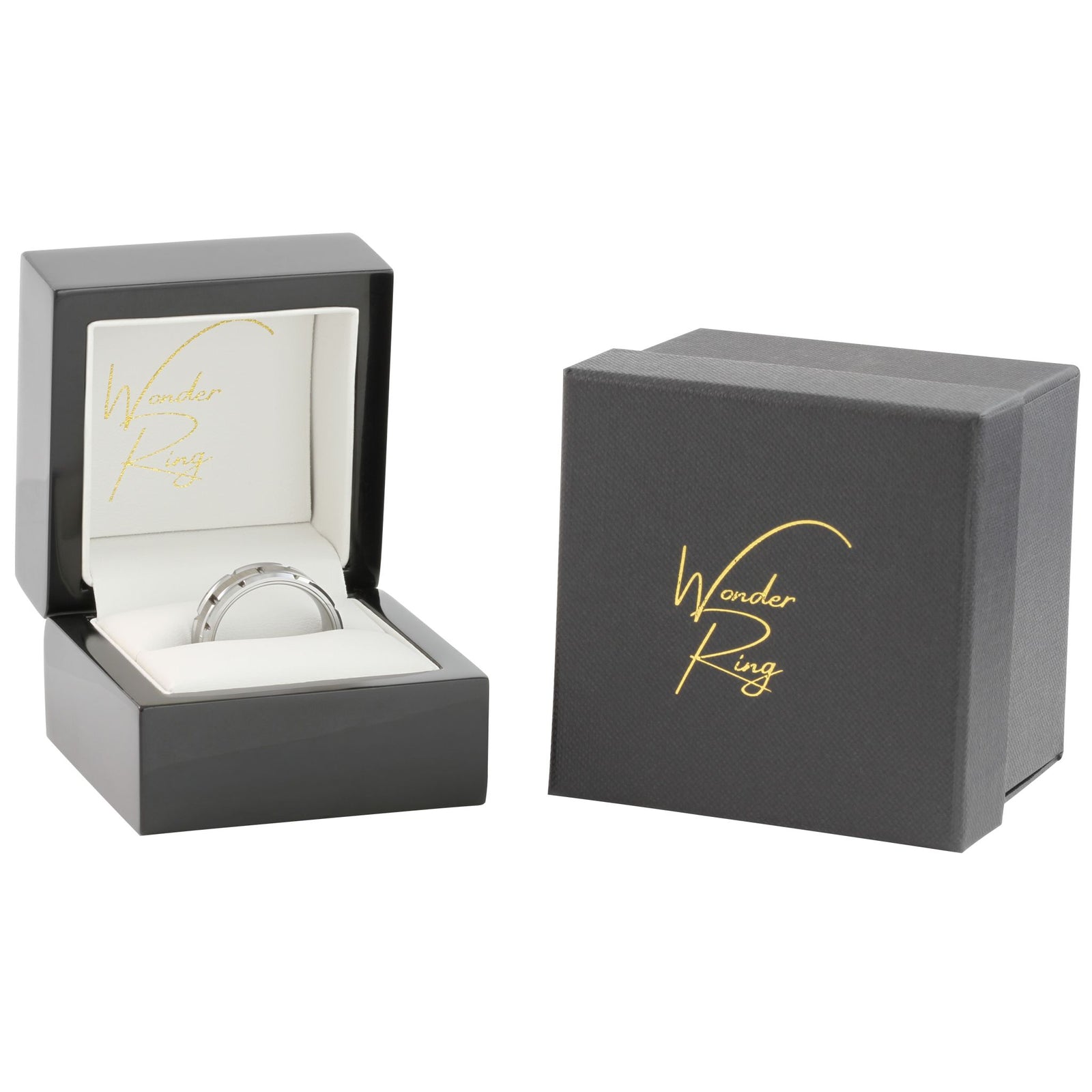 Tungsten brick pattern 8mm ring presented in gift box