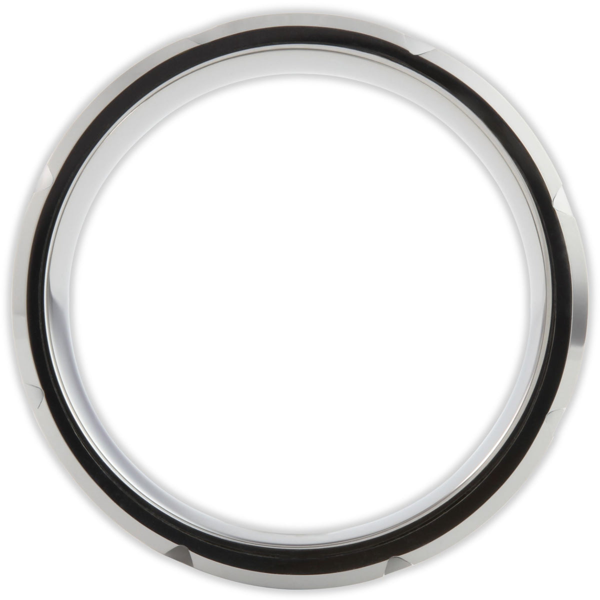 Side profile of tungsten brick pattern ring showing band depth and structured design