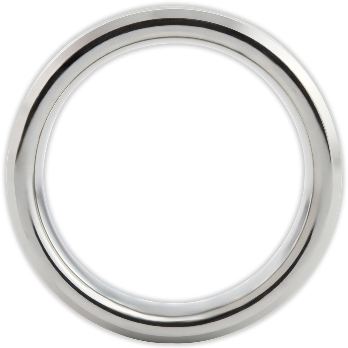 Side profile of 6mm brushed tungsten ring showing band depth and smooth edges
