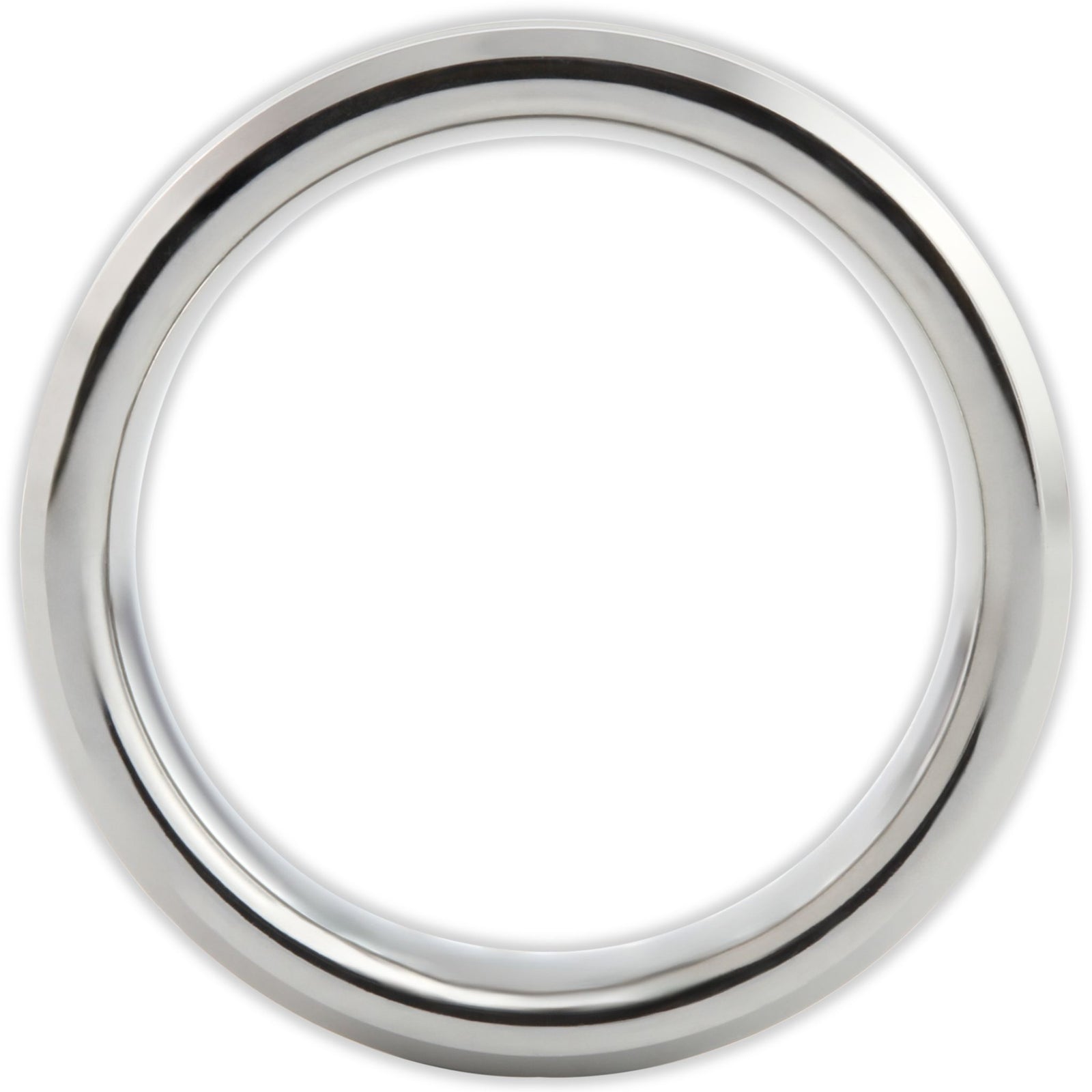 Side profile of 6mm brushed tungsten ring showing band depth and smooth edges