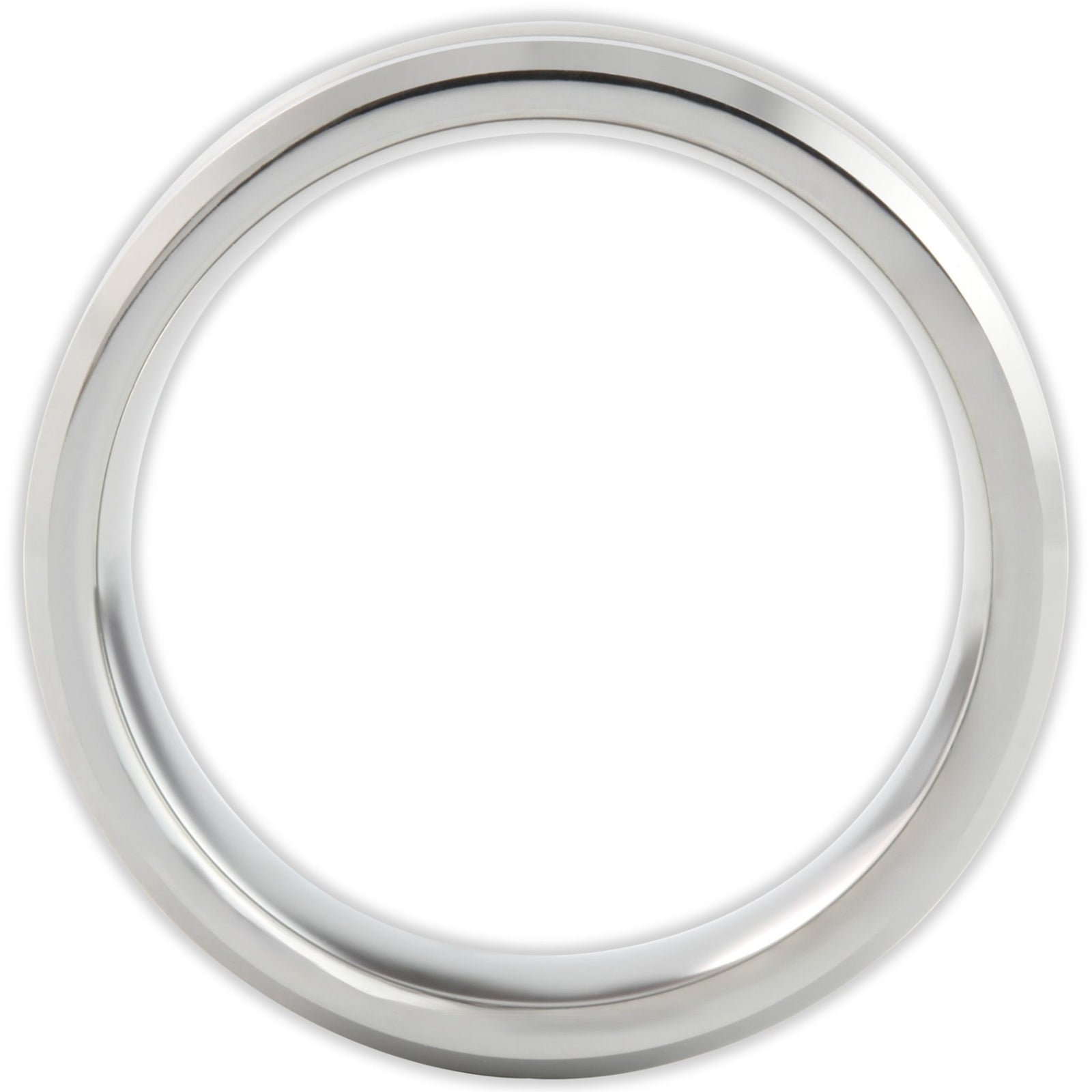 Side profile of brushed tungsten ring showing 8mm band depth and smooth edges