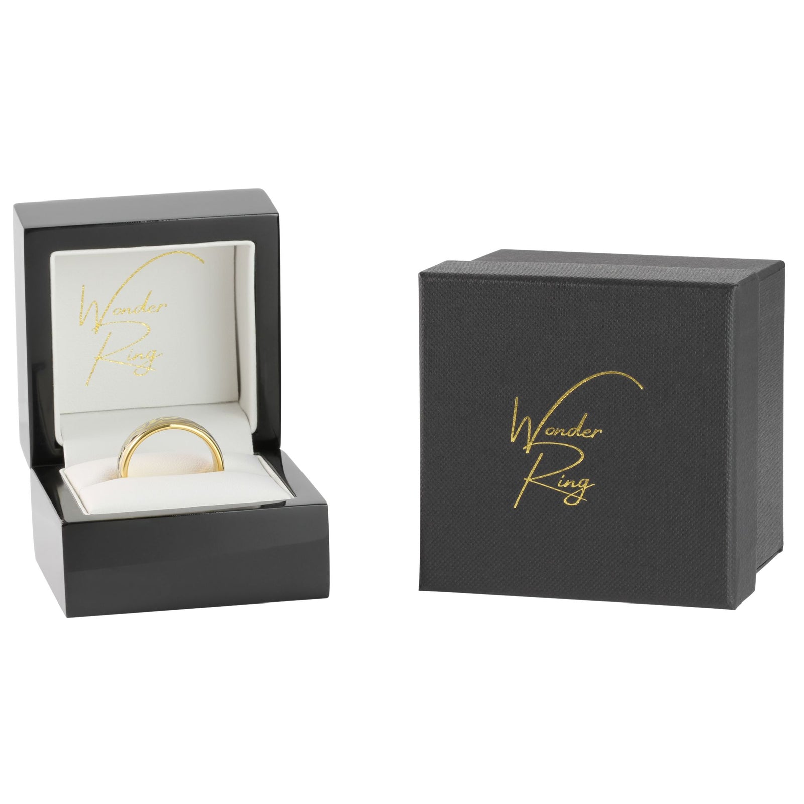 Gold tungsten 8mm ring with Celtic knot design presented in gift box