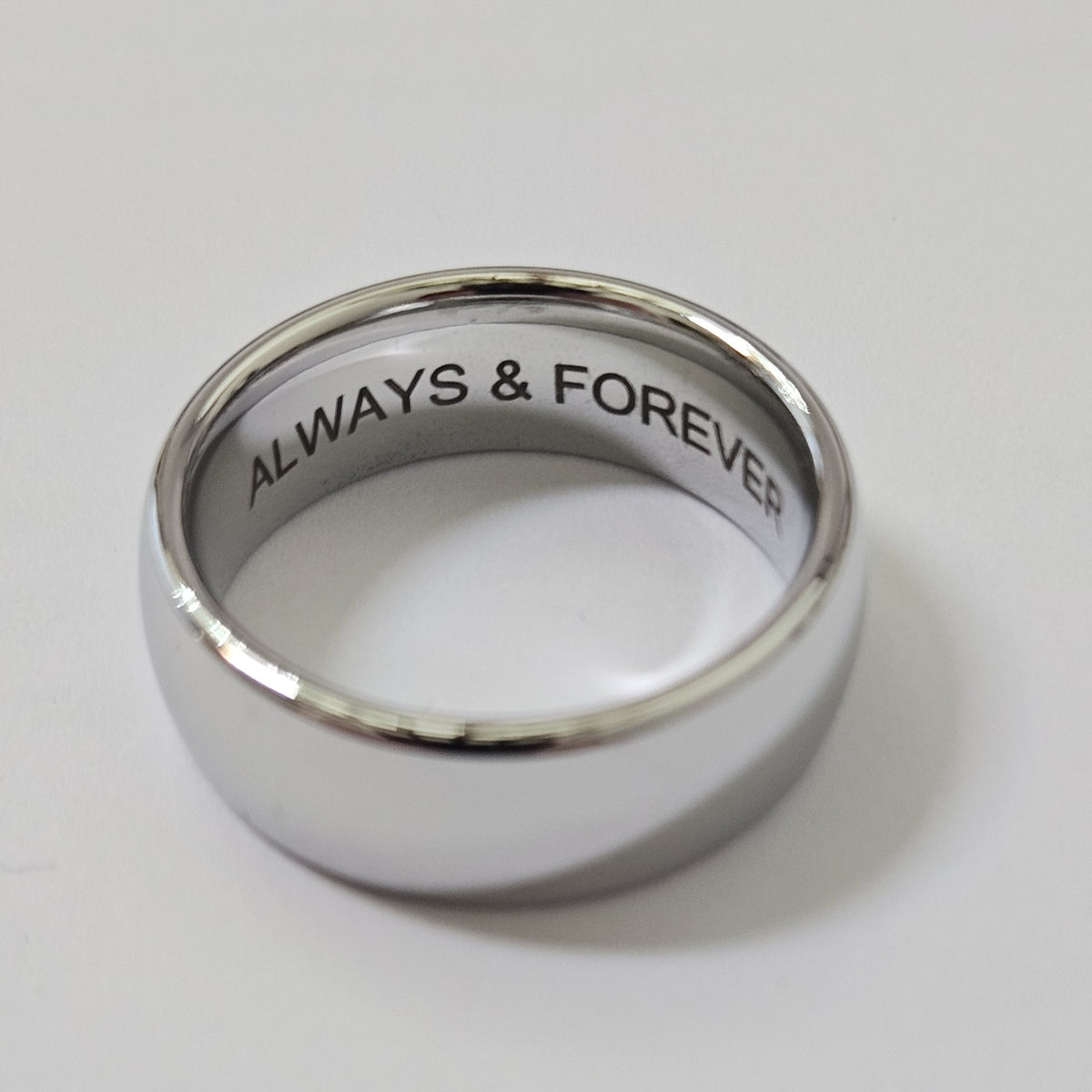 White Gold 8mm Wonder Ring Size T - Clearance 1022