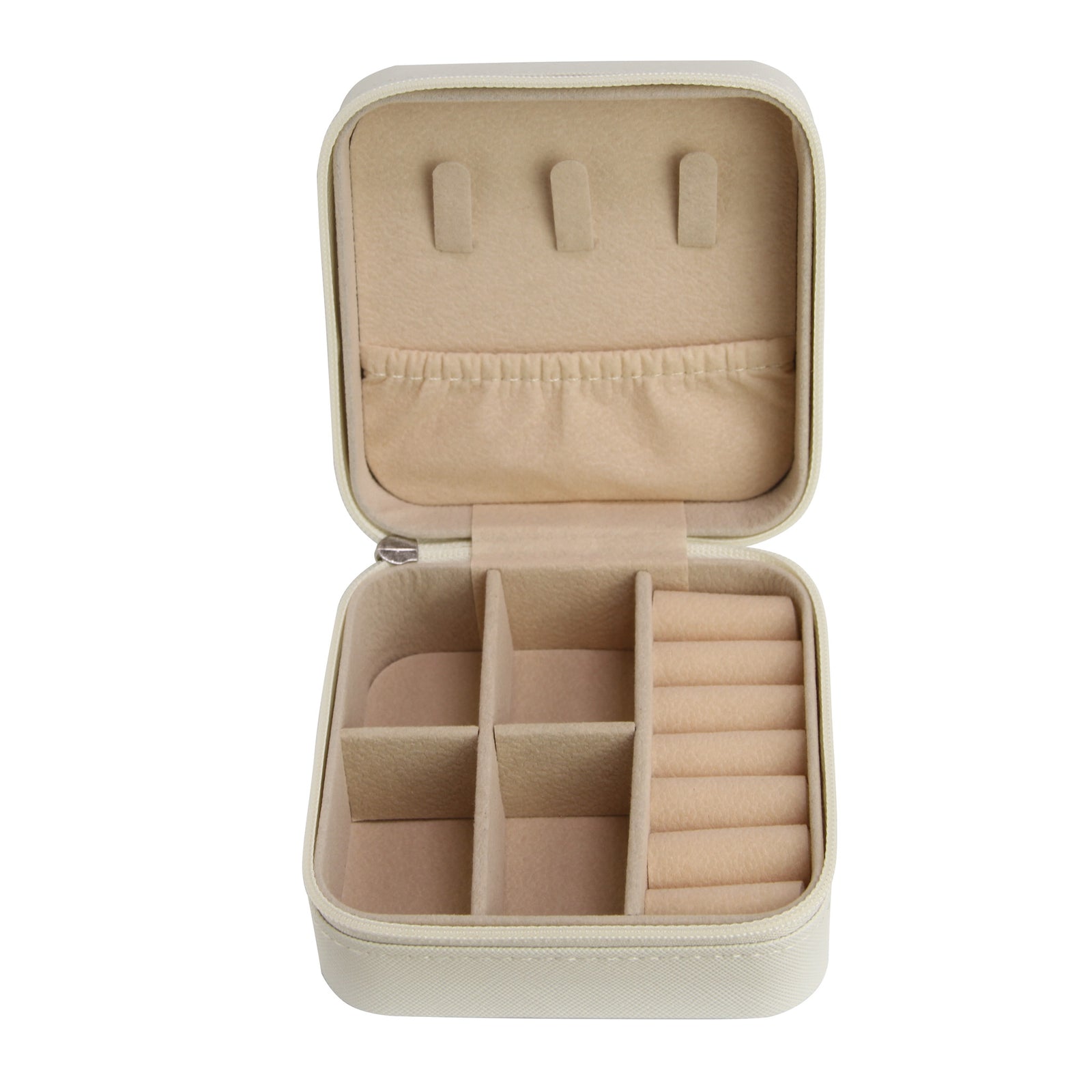 White Medium Zipped Travel Jewellery Box