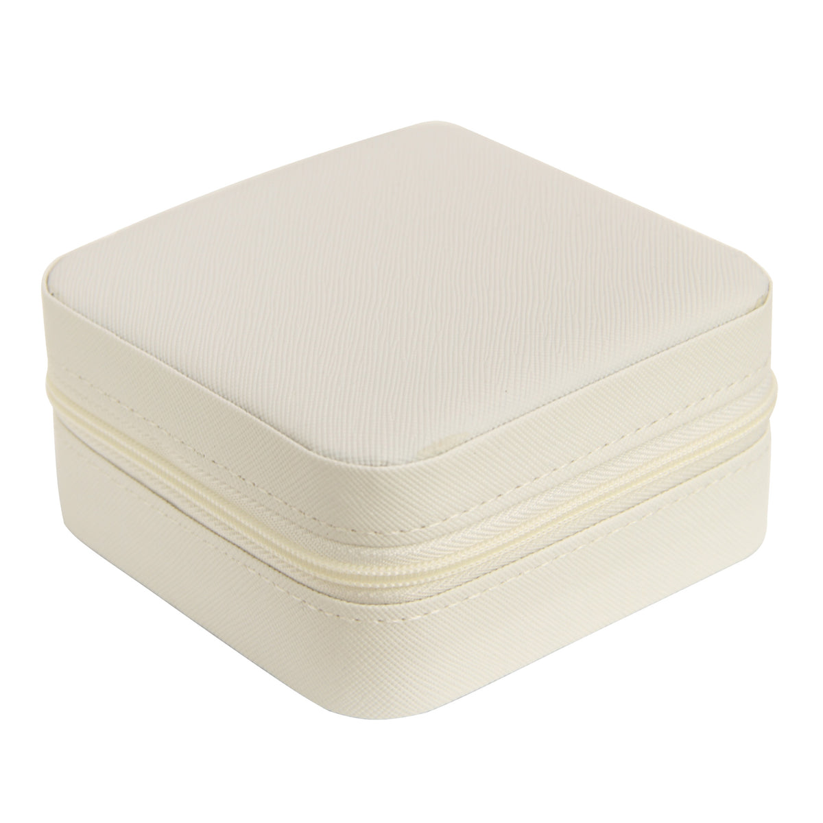 White Medium Zipped Travel Jewellery Box