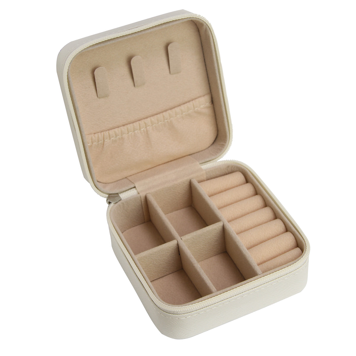 White Medium Zipped Travel Jewellery Box