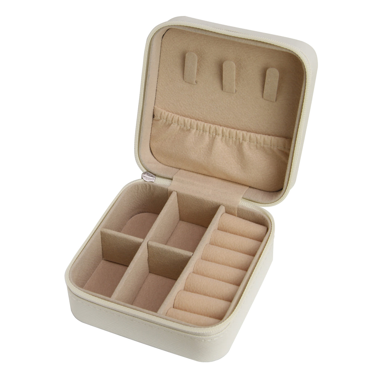 White Medium Zipped Travel Jewellery Box