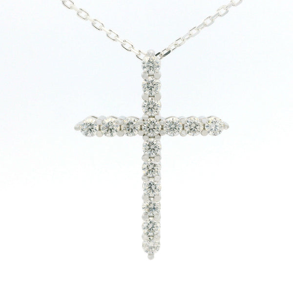 White Gold 2ct Moissanite Cross Silver Dazzle Pendant Necklace