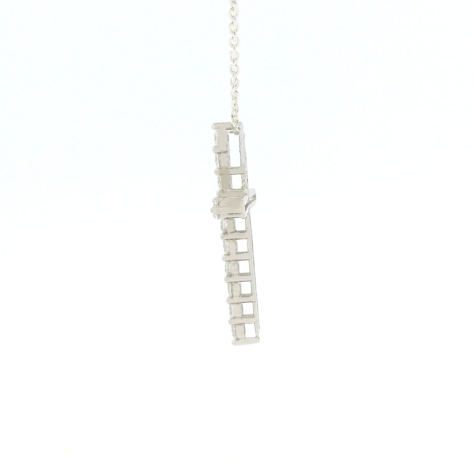 White Gold 2ct Moissanite Cross Silver Dazzle Pendant Necklace