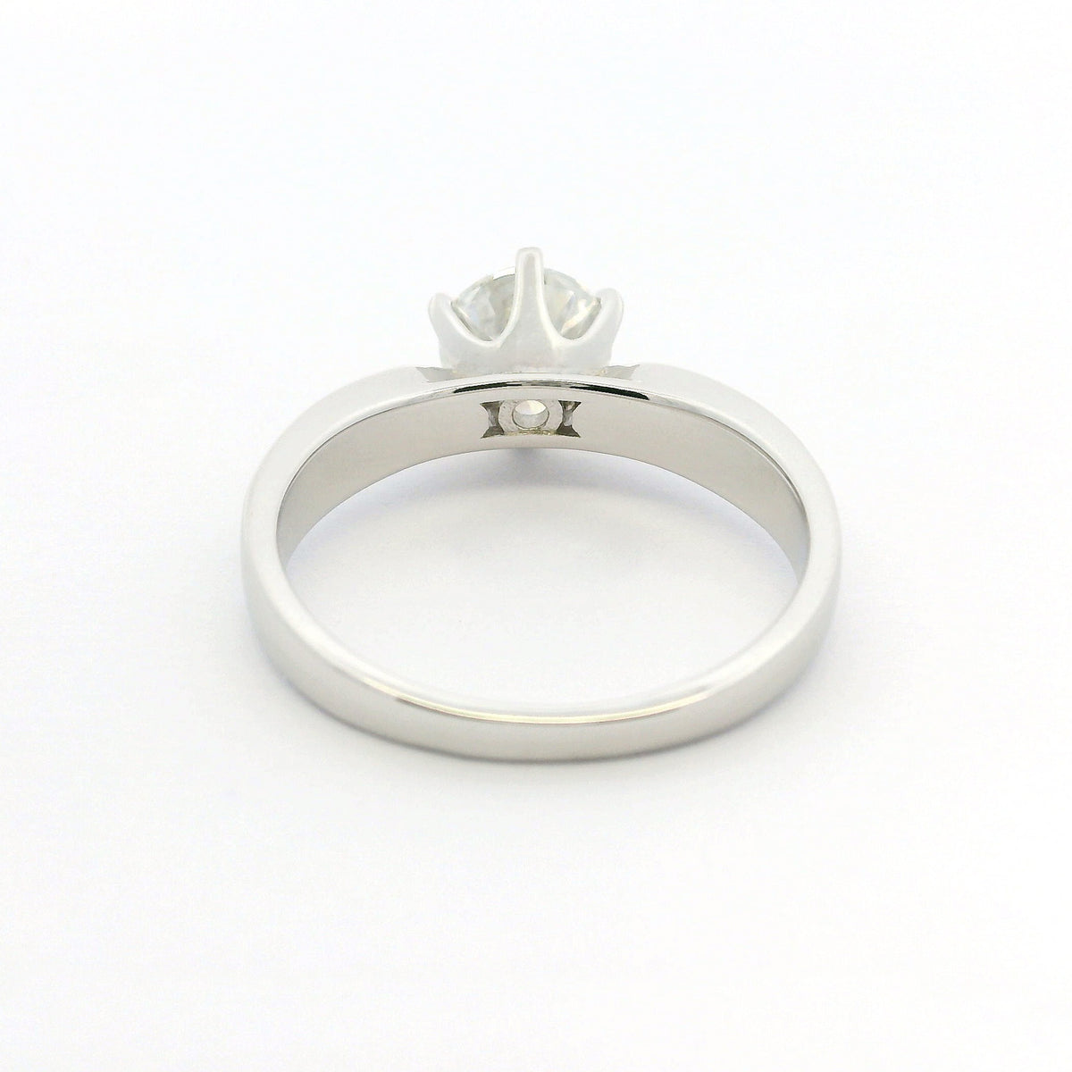 1ct Round Brilliant Moissanite Engagement Ring | White Gold Wide Dazzle Ring