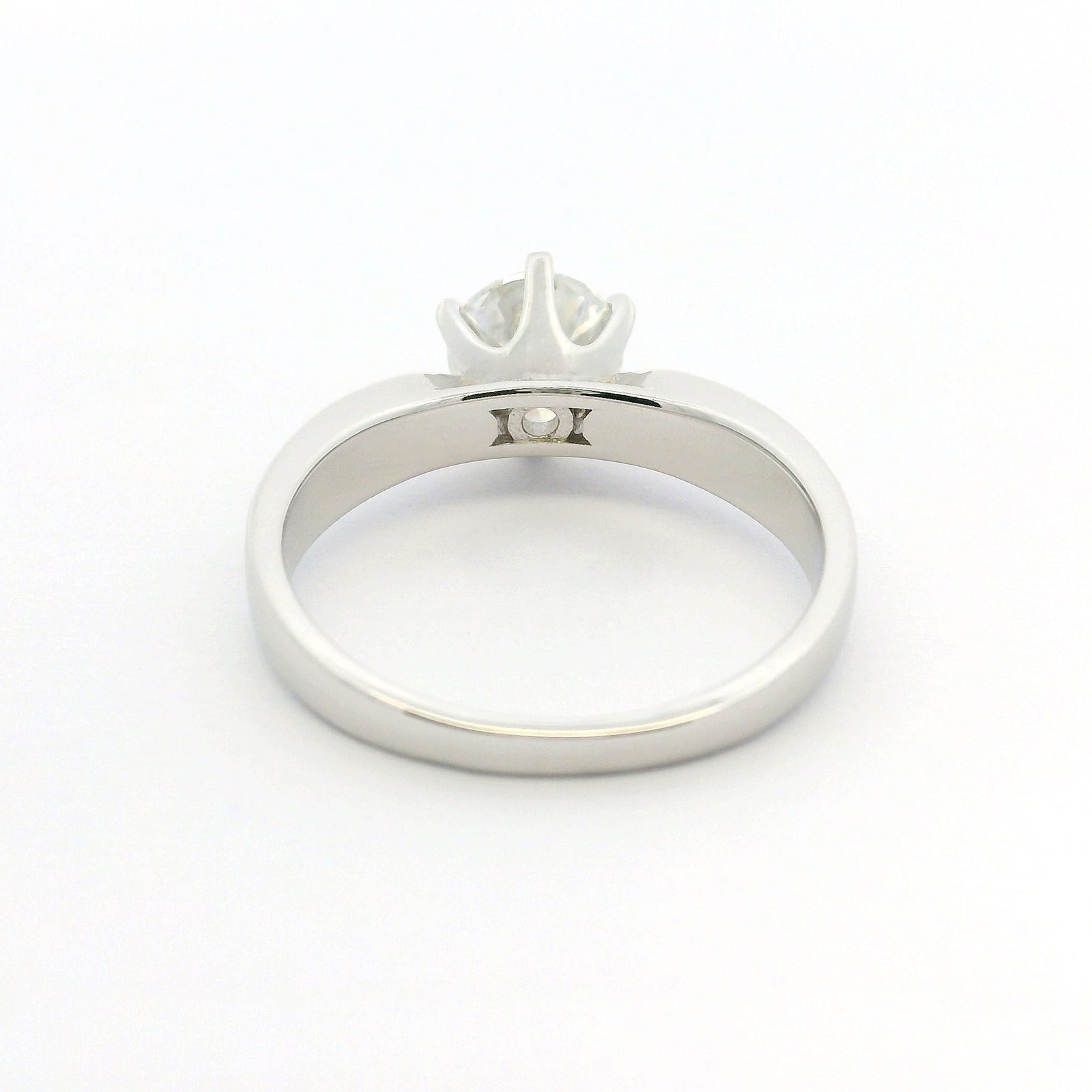 1ct Round Brilliant Moissanite Engagement Ring | White Gold Wide Dazzle Ring