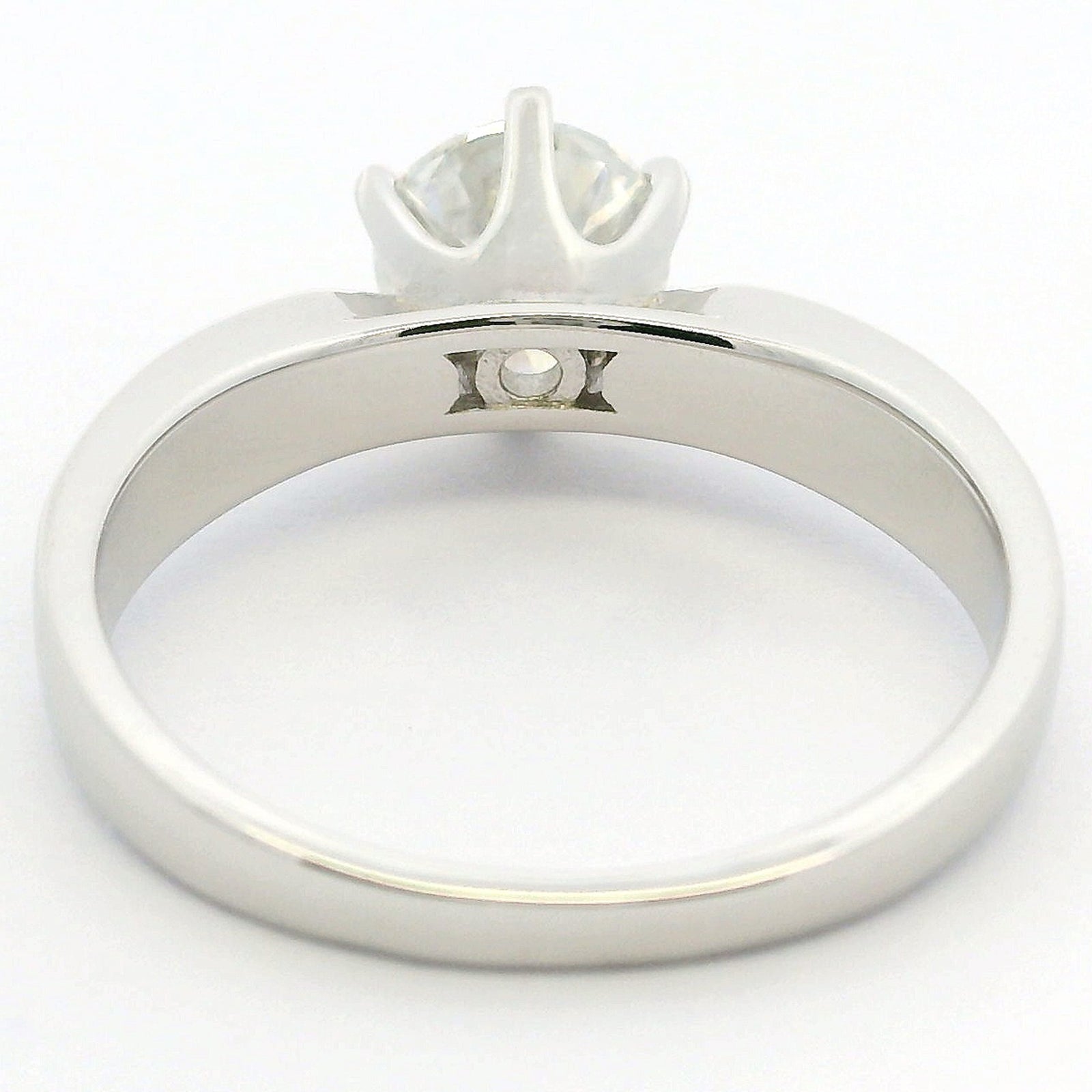 1ct Round Brilliant Moissanite Engagement Ring | White Gold Wide Dazzle Ring