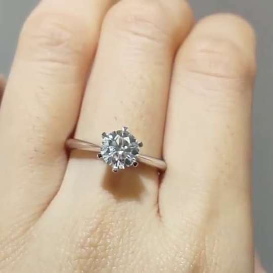 White Gold 1ct Round Moissanite Solitaire Dazzle Ring