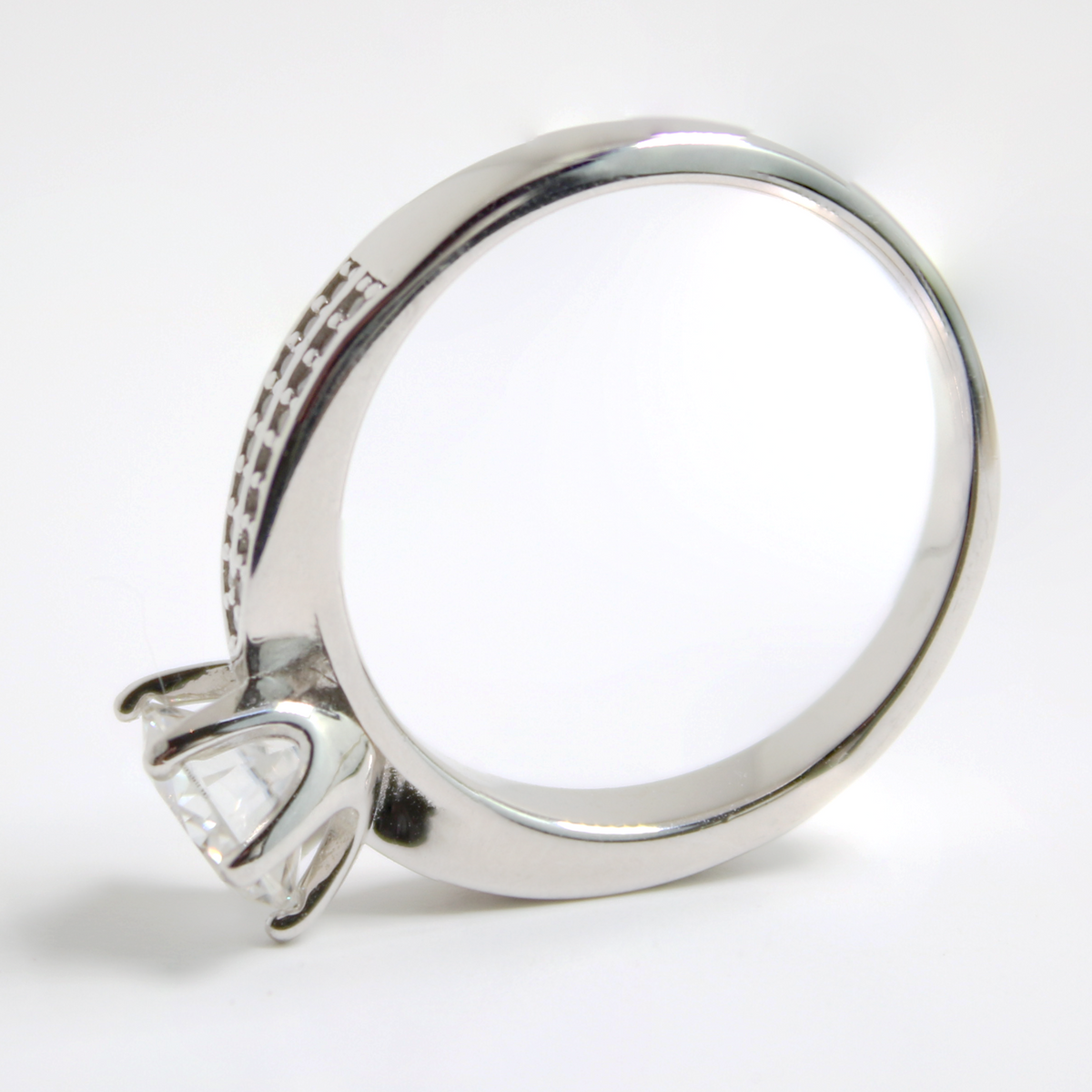 White Gold 1ct Round Moissanite Wide Dazzle Ring