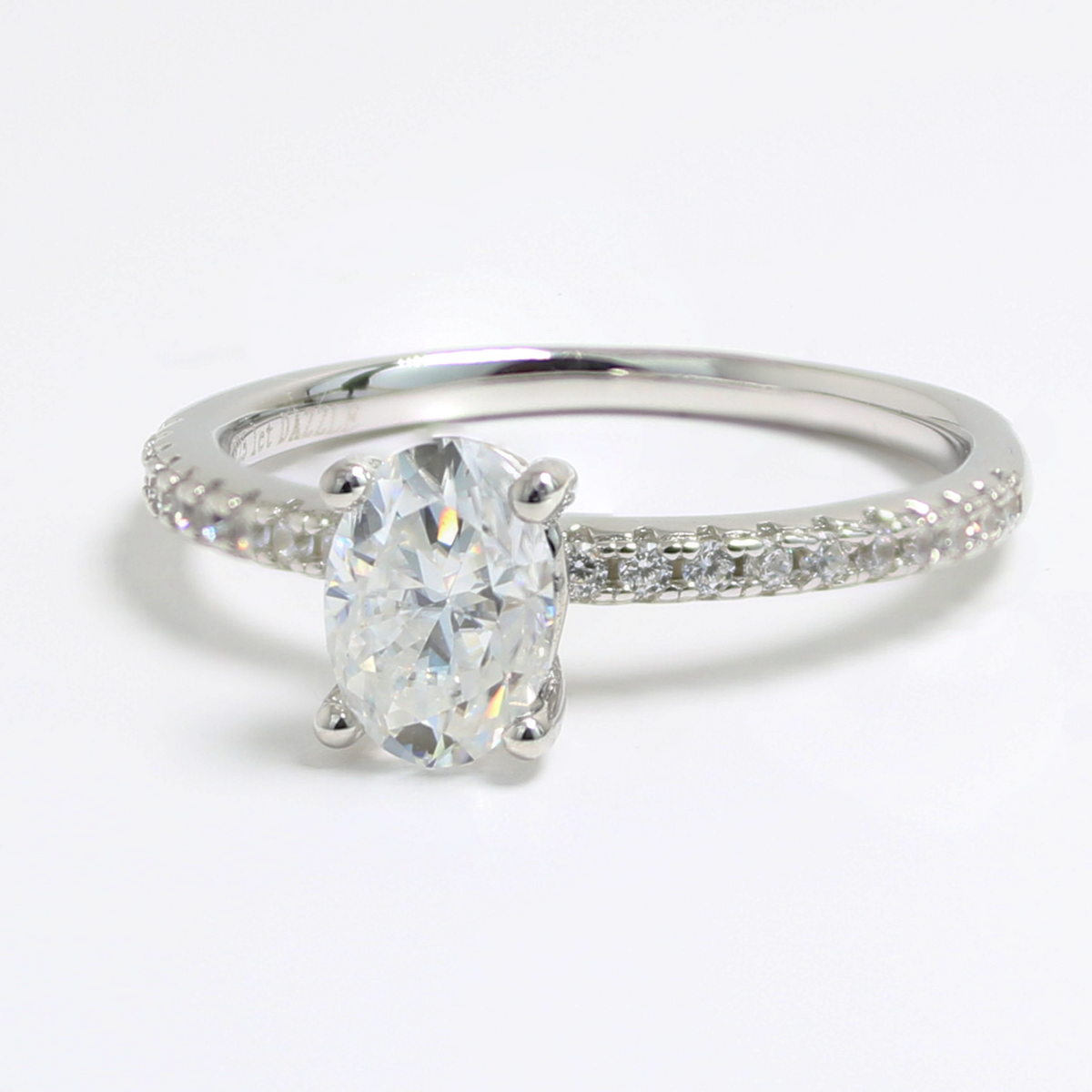 White Gold 1ct Oval Moissanite Slimline Dazzle Ring