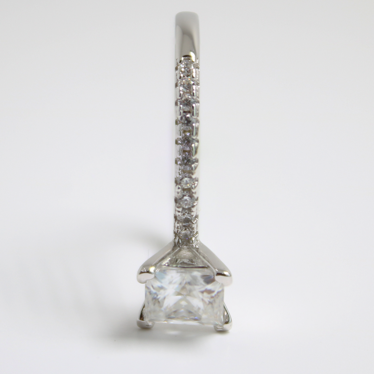 White Gold 1ct Square Moissanite Slimline Dazzle Ring