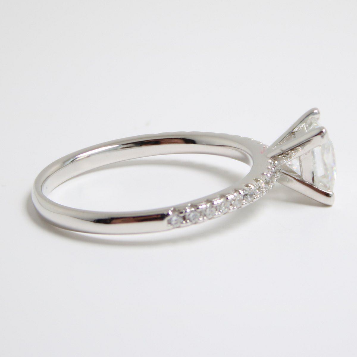White Gold 1ct Square Moissanite Slimline Dazzle Ring
