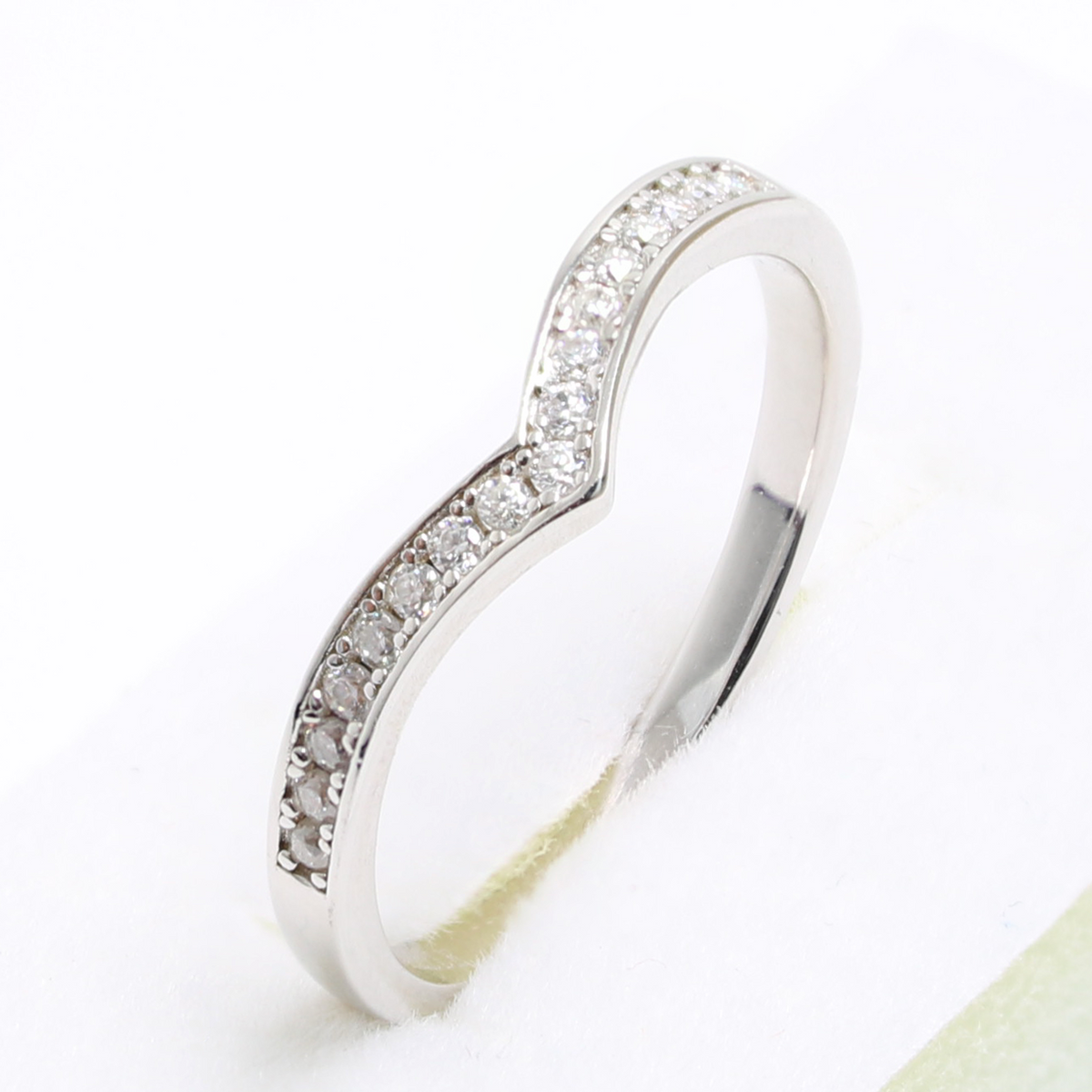 White Gold Wishbone Moissanite Dazzle Ring