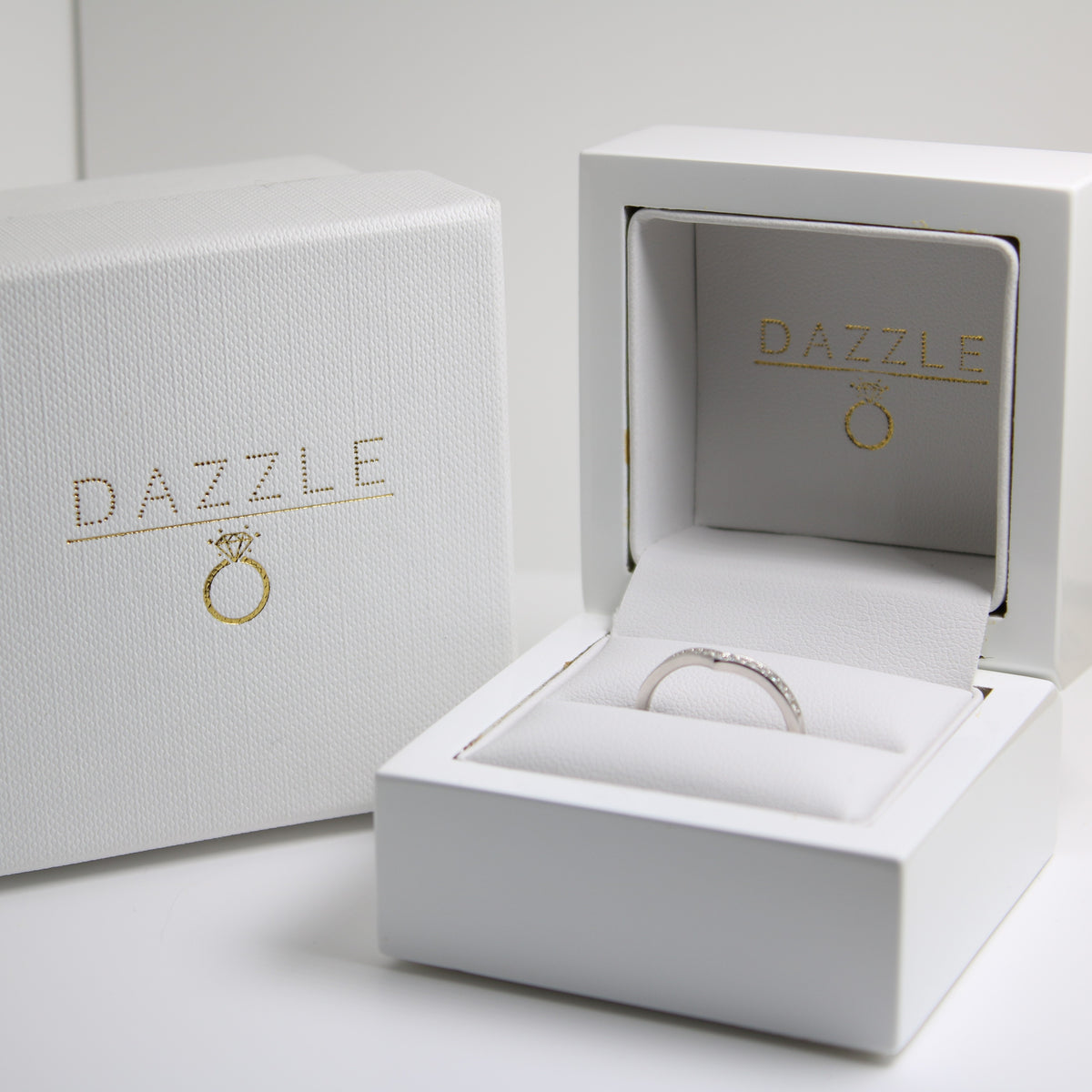 White Gold Wishbone Moissanite Dazzle Ring