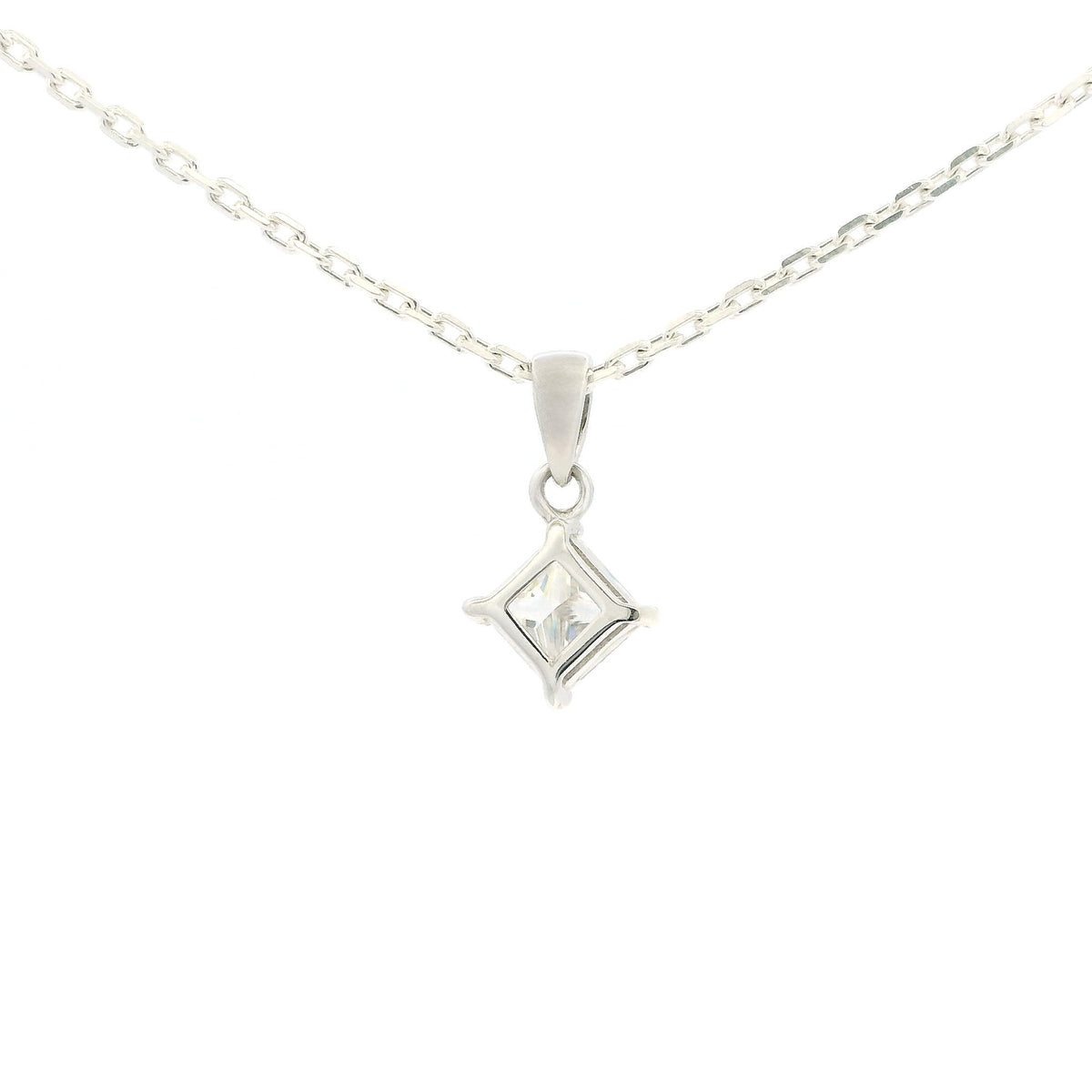 White Gold 1ct Diamond Moissanite Silver Dazzle Pendant Necklace