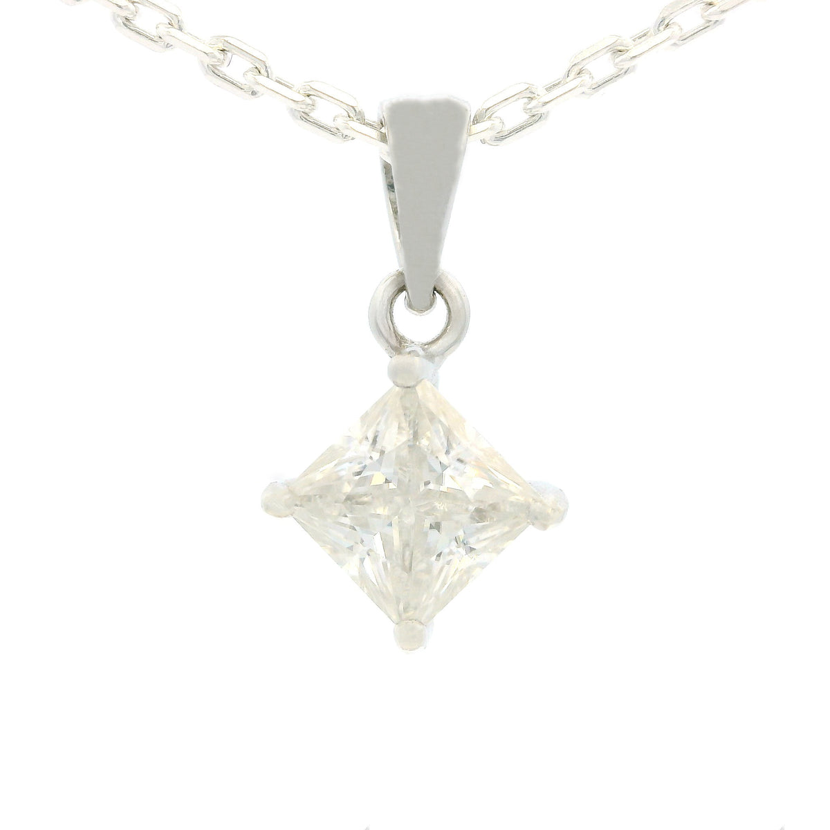 White Gold 1ct Diamond Moissanite Silver Dazzle Pendant Necklace