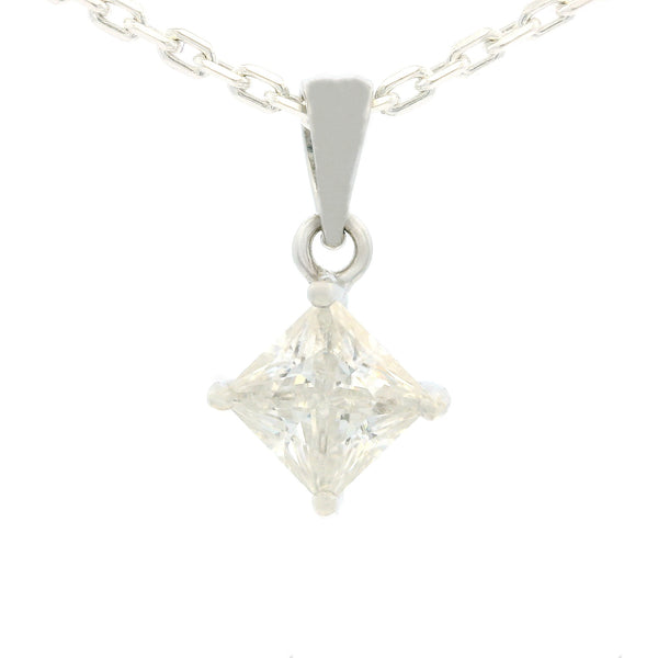 White Gold 1ct Diamond Moissanite Silver Dazzle Pendant Necklace