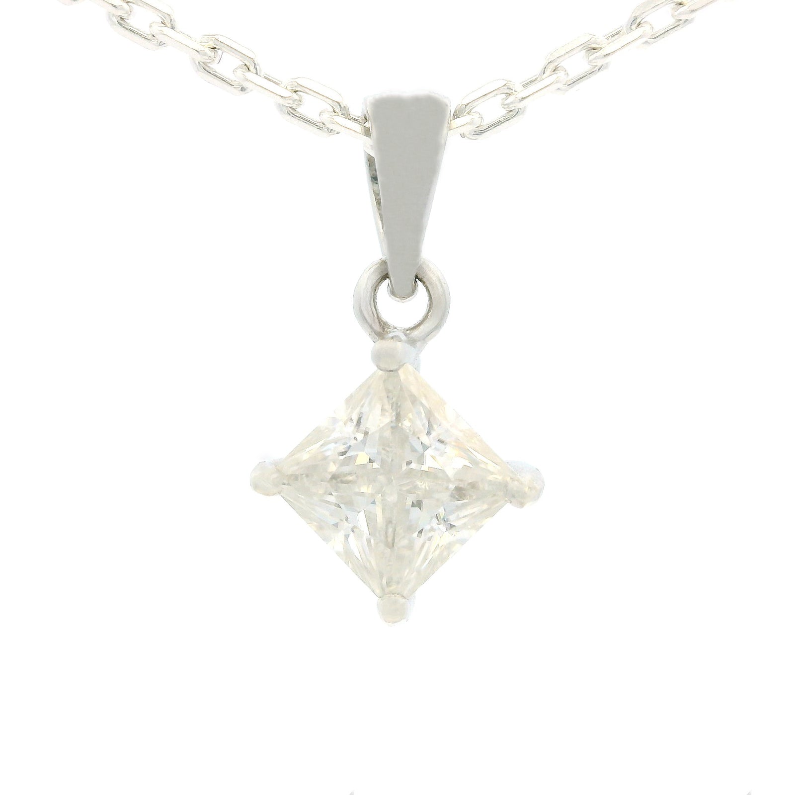 White Gold 1ct Diamond Moissanite Silver Dazzle Pendant Necklace
