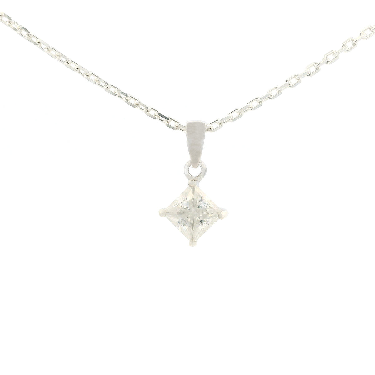White Gold 1ct Diamond Moissanite Silver Dazzle Pendant Necklace