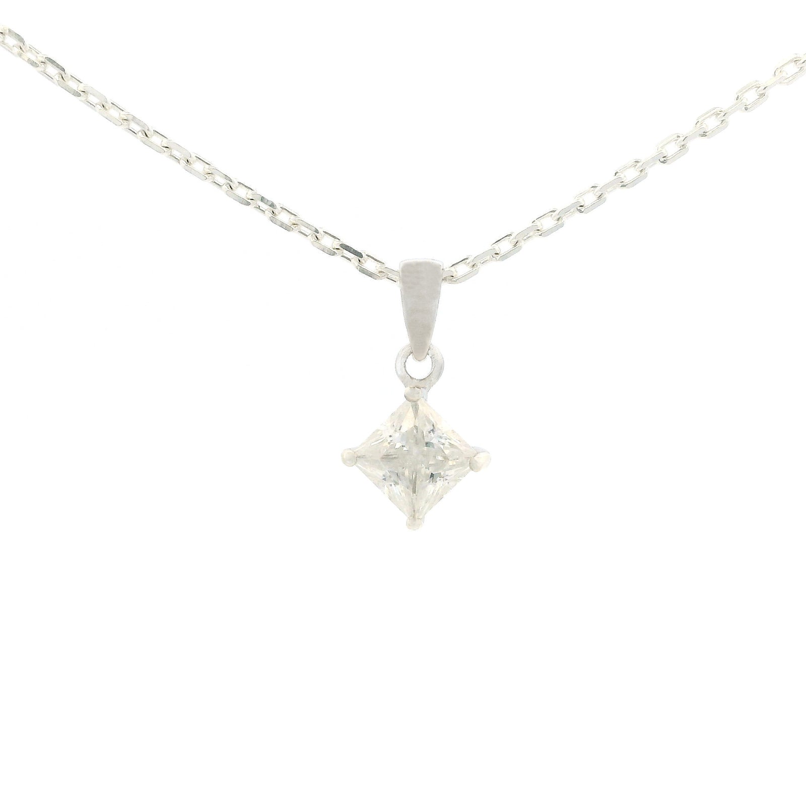 White Gold 1ct Diamond Moissanite Silver Dazzle Pendant Necklace