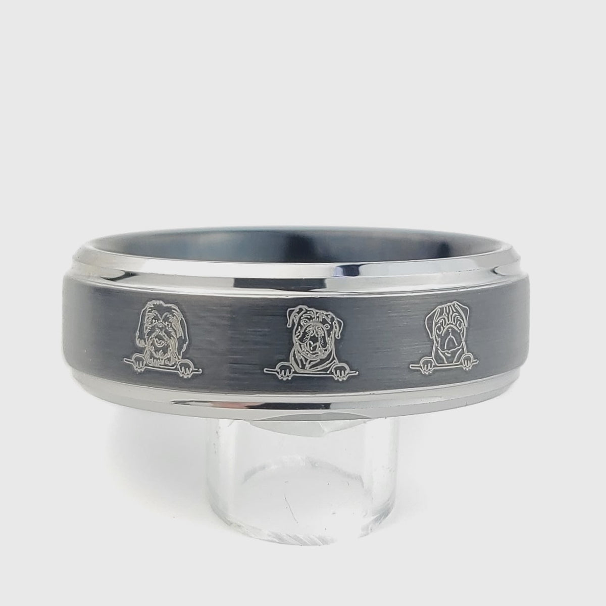 Dpg Rings Personalised Dog Black Silver Wonder Ring - Rock Solid Rings