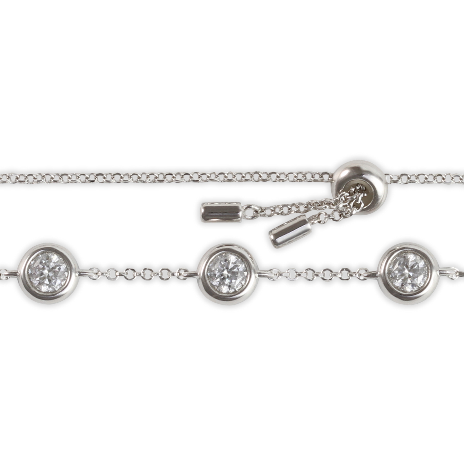 1ct White Gold Round Moissanite Enclosed Silver Dazzle Bracelet
