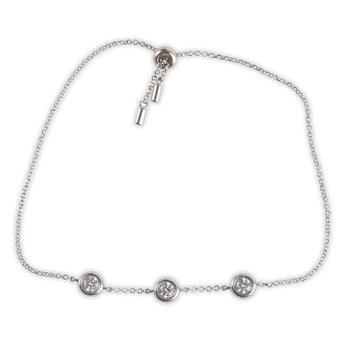 1ct White Gold Round Moissanite Enclosed Silver Dazzle Bracelet