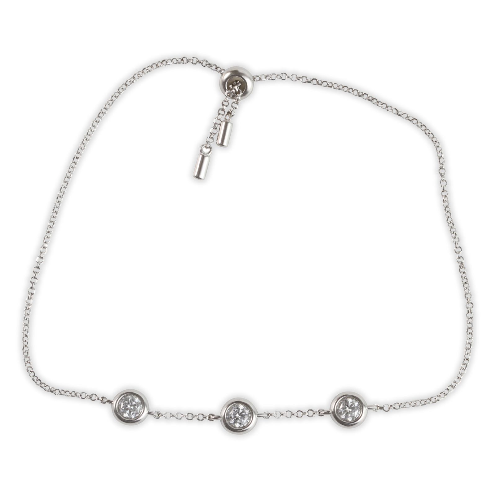 1ct White Gold Round Moissanite Enclosed Silver Dazzle Bracelet