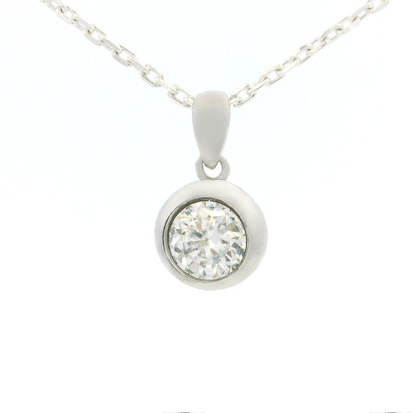White Gold 1ct Moissanite Enclosed Silver Dazzle Pendant Necklace