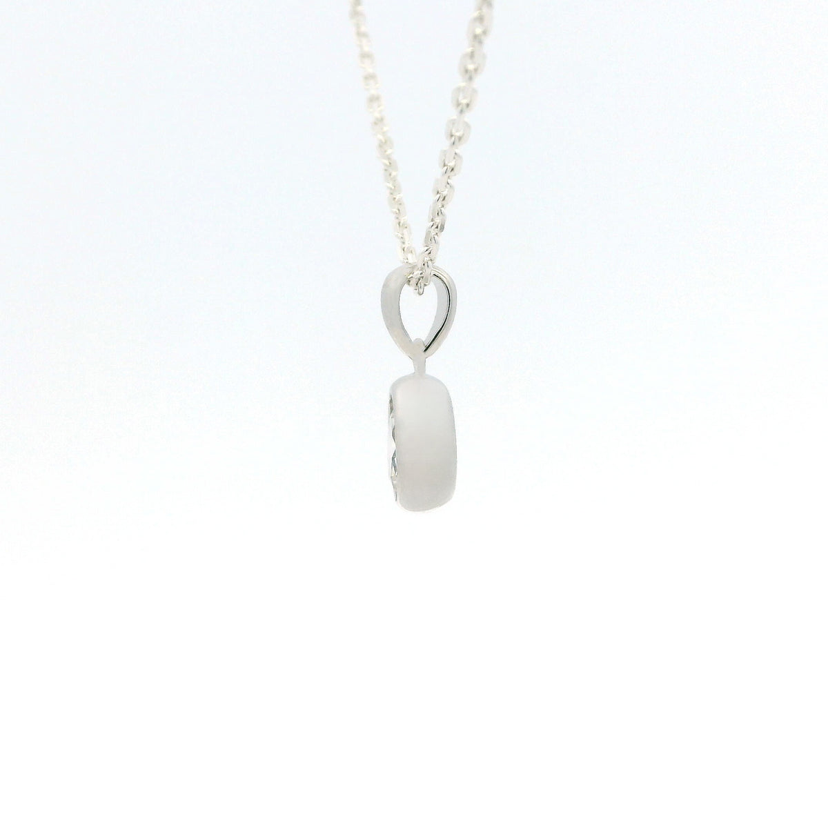 White Gold 1ct Moissanite Enclosed Silver Dazzle Pendant Necklace