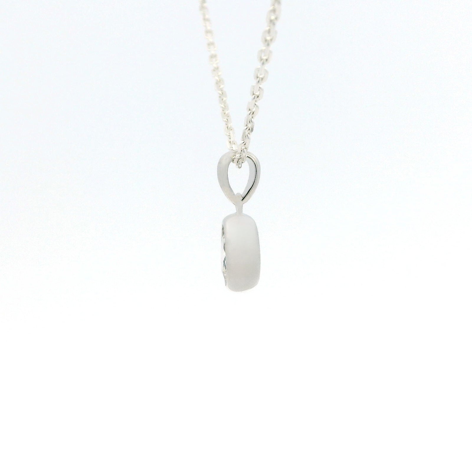 White Gold 1ct Moissanite Enclosed Silver Dazzle Pendant Necklace
