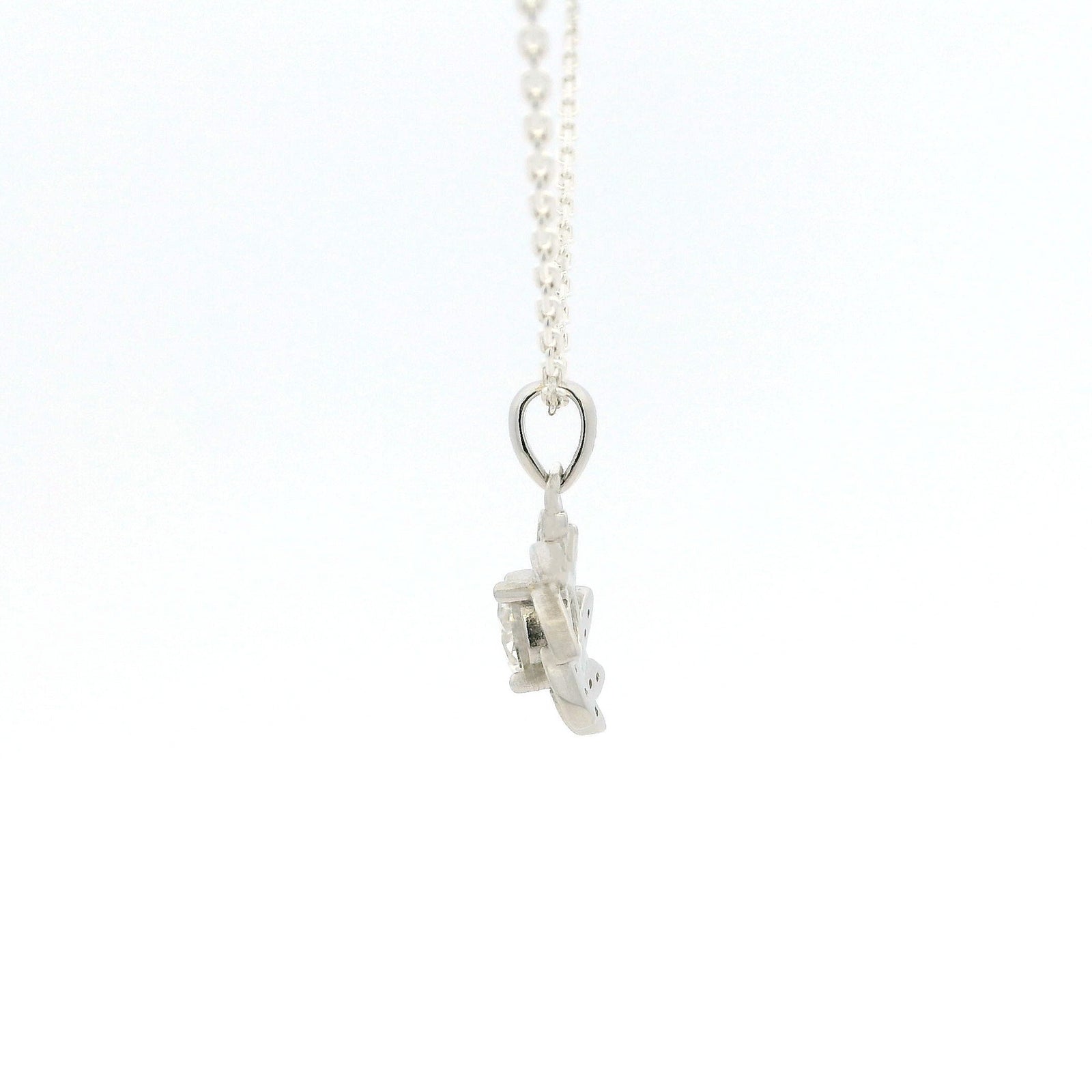 White Gold 1ct Moissanite Flower Silver Dazzle Pendant Necklace