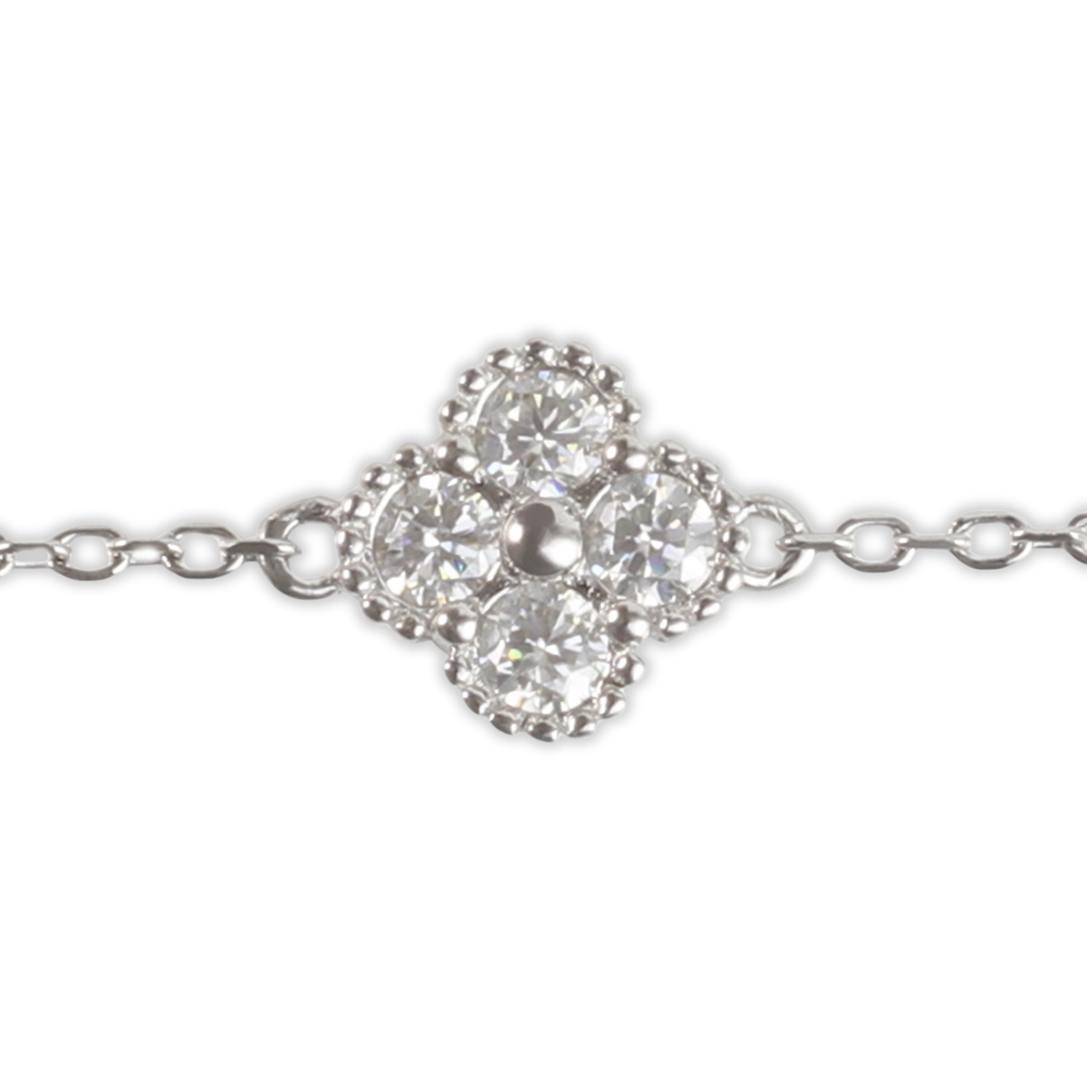 1ct White Gold Moissanite Four Flower Silver Dazzle Bracelet