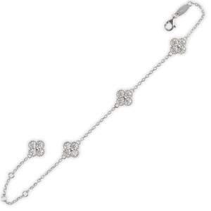 1ct White Gold Moissanite Four Flower Silver Dazzle Bracelet