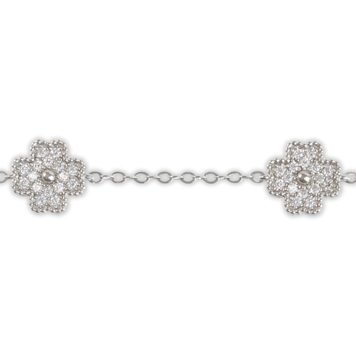 .7ct White Gold Moissanite Four Leaf Clover Silver Dazzle Bracelet