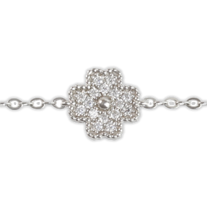 .7ct White Gold Moissanite Four Leaf Clover Silver Dazzle Bracelet