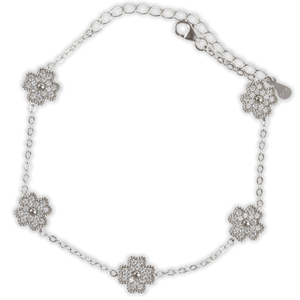 .7ct White Gold Moissanite Four Leaf Clover Silver Dazzle Bracelet