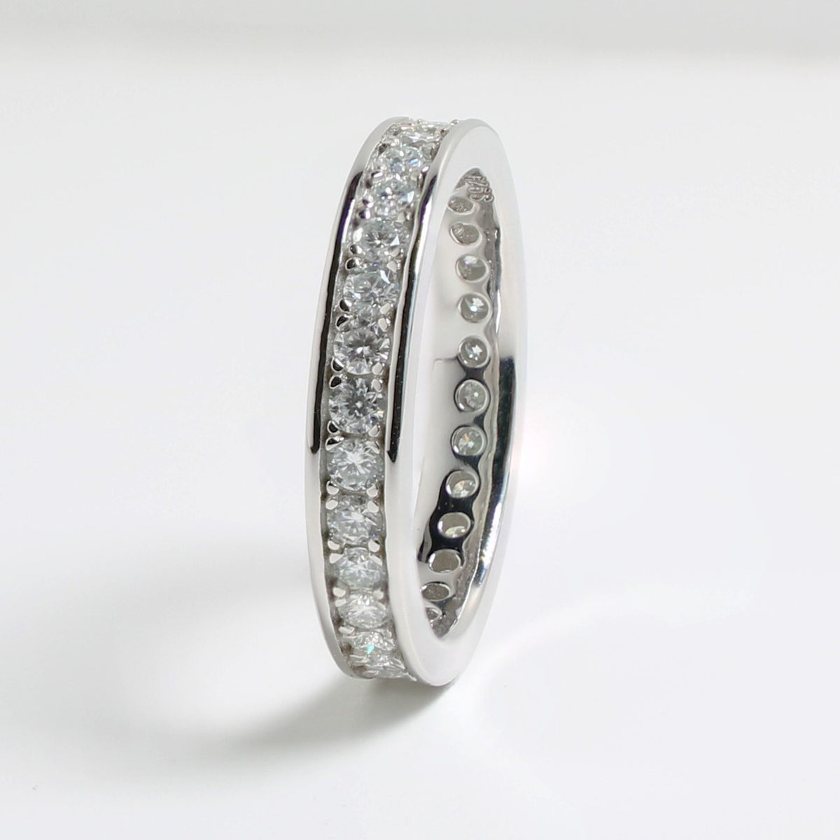White Gold 1ct Round Moissanite Full Eternity Dazzle Ring