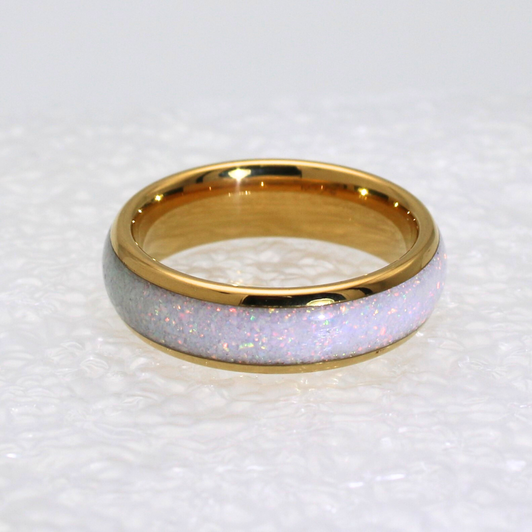 Opal inlay clearance band ring